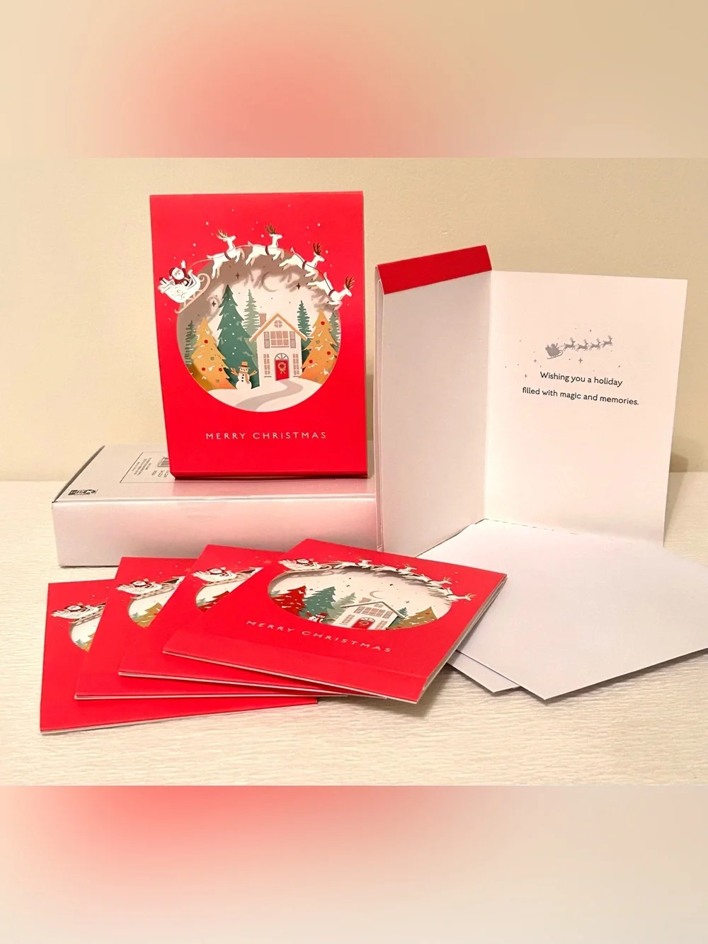 Hallmark Paper Wonder 3-D Christmas Cards w/ Envelopes-Set of 6